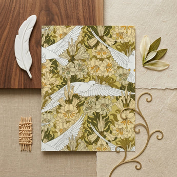 Colombes et Lis - Maurice Pillard Verneuil Art Print / Canvas Rectangular Notebook Decorative Cover White Doves Floral Patterns Pillard