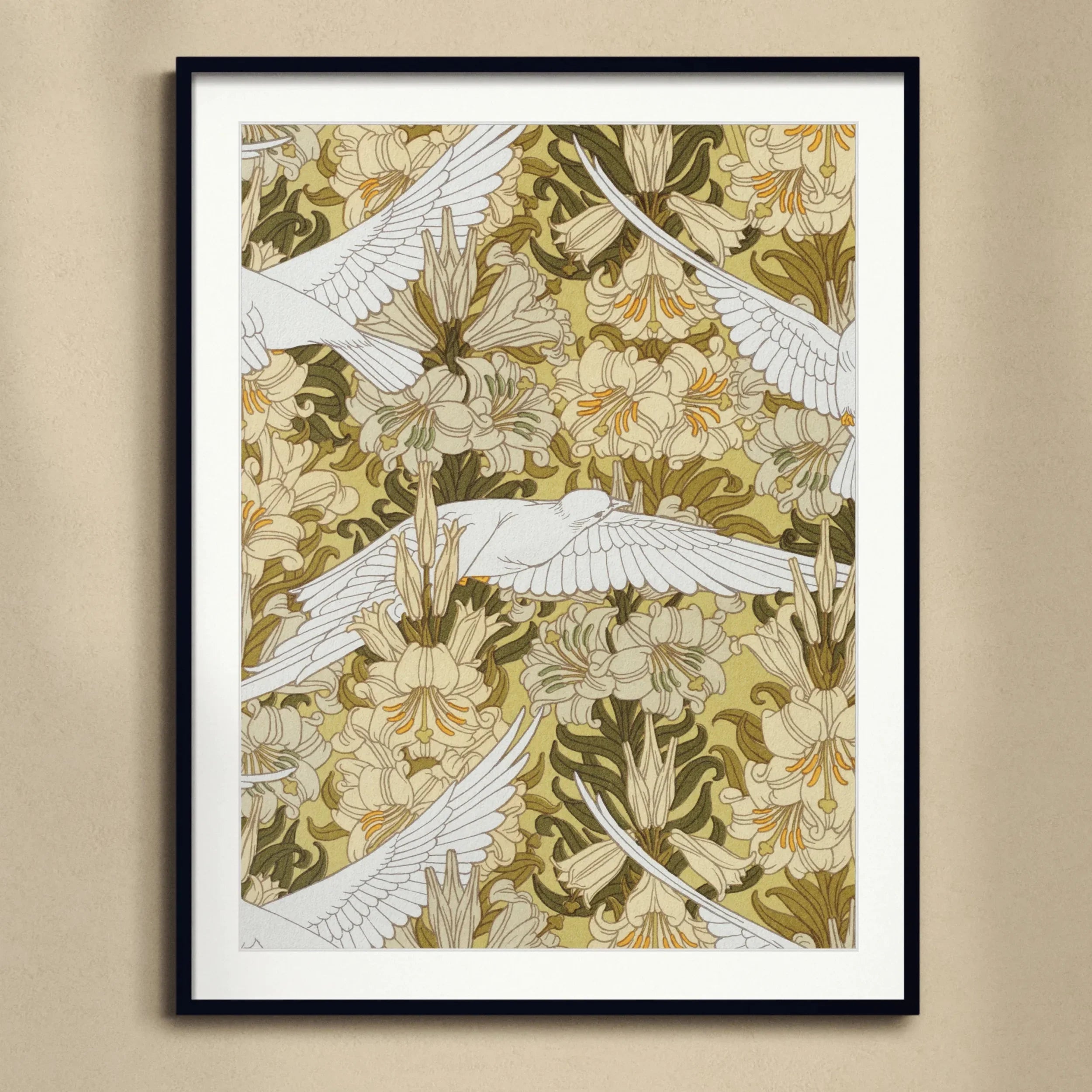 Colombes et Lis - Maurice Pillard Verneuil Framed & Mounted Print Posters Prints Visual Artwork