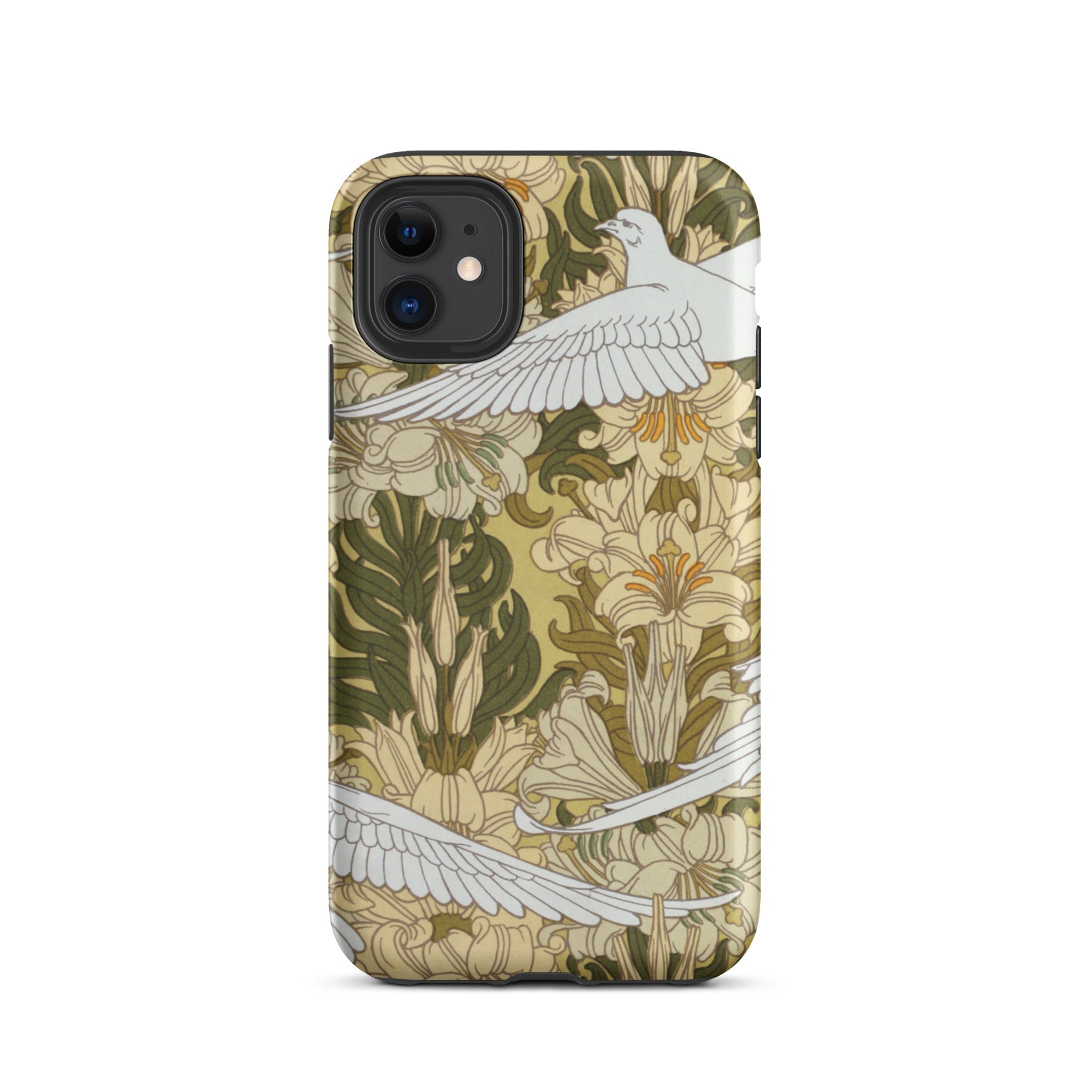 Colombes et Lis Maurice Pillard Verneuil Iphone Case, 11 / Matte, Floral Bird Patterned Phone Case