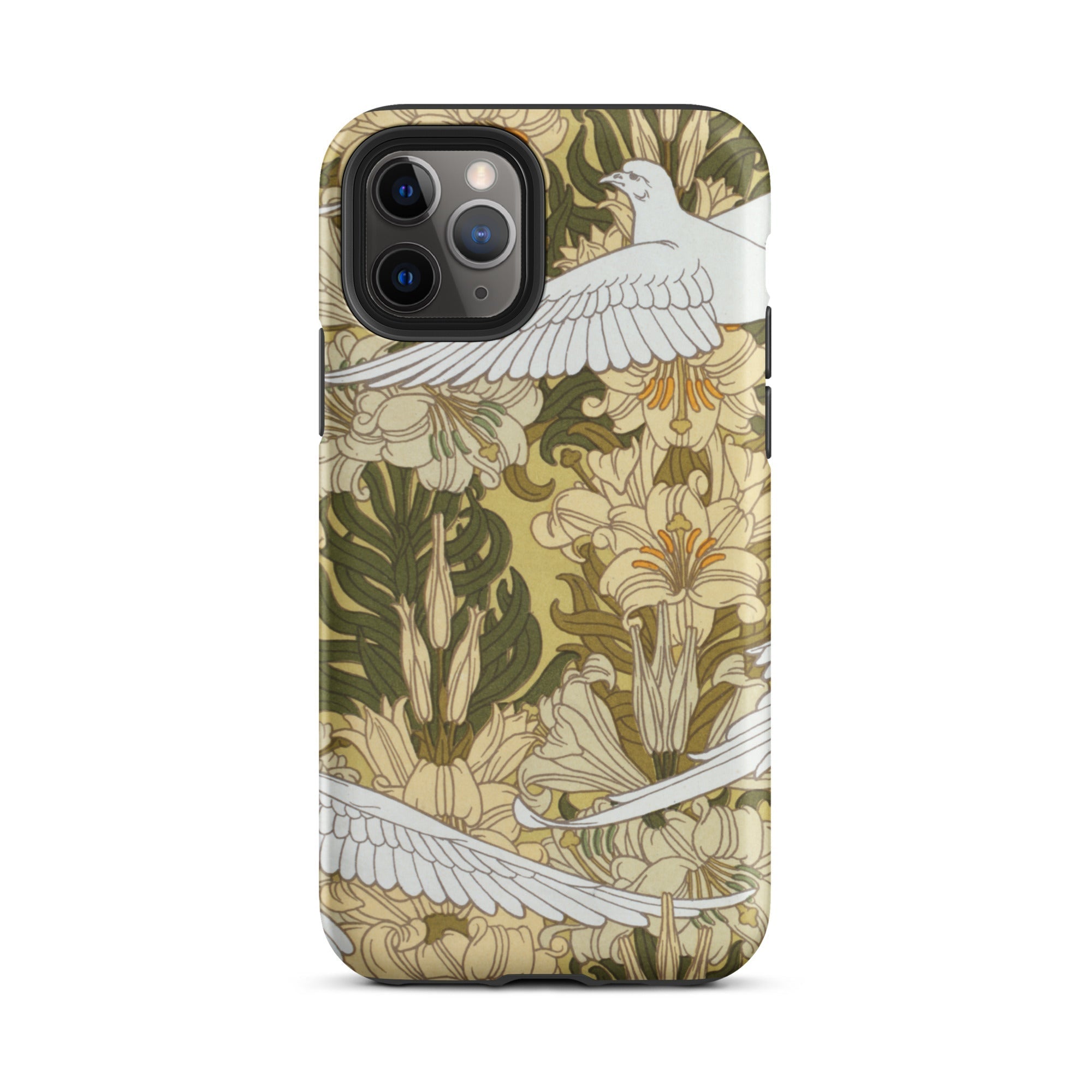 Colombes et Lis - Maurice Pillard Verneuil Iphone Case, 11 Pro / Matte, Floral Dove Patterned Phone Case