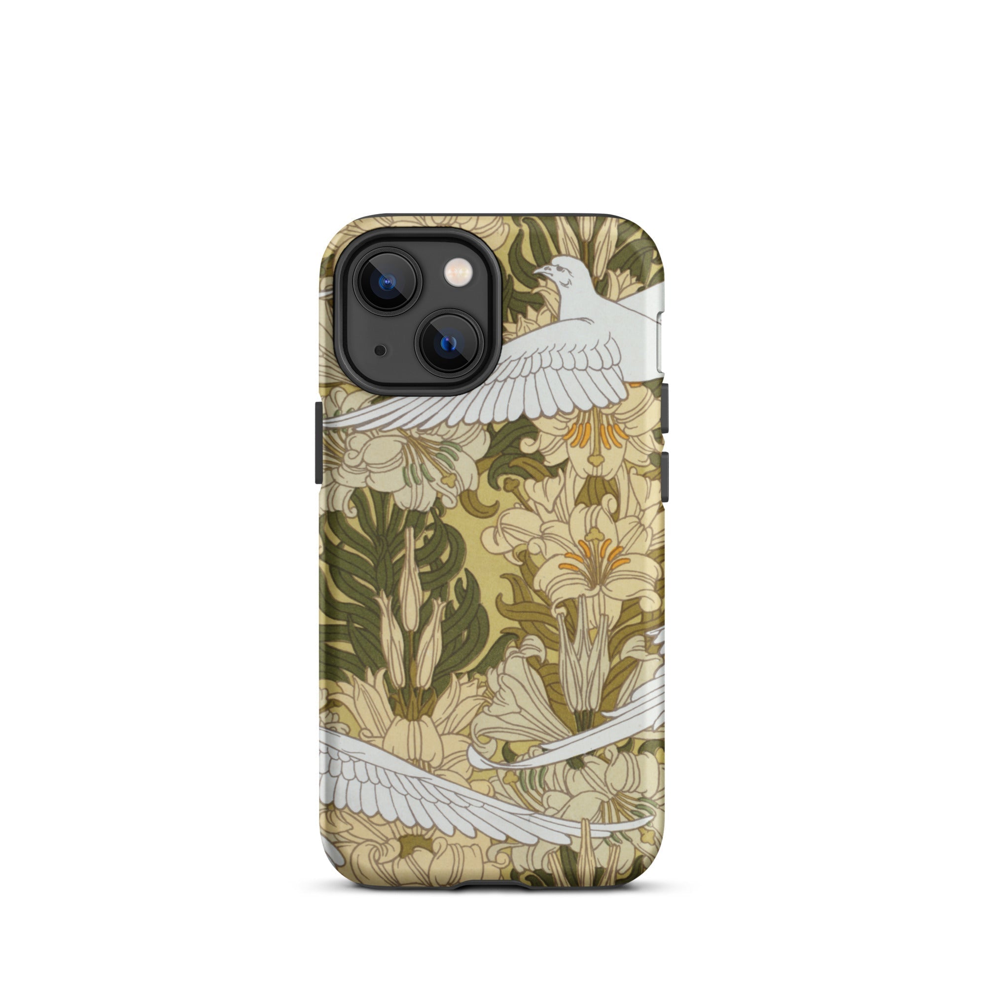 Colombes et Lis - Maurice Pillard Verneuil Iphone Case, 13 Mini / Matte, Floral Dove Patterned Phone Case