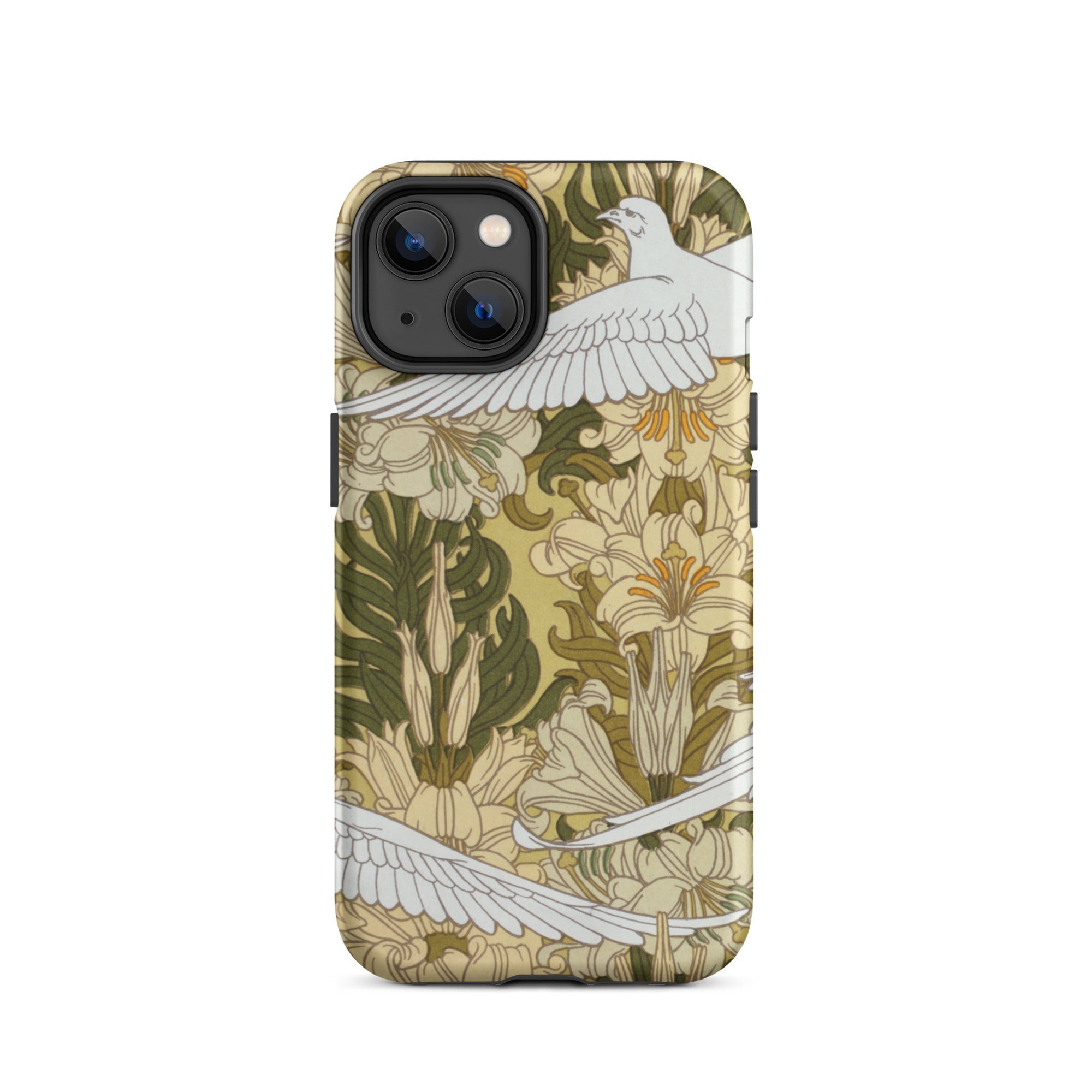 Colombes et Lis - Maurice Pillard Verneuil Iphone Case, 14 / Matte, Floral Dove Patterned Phone Case