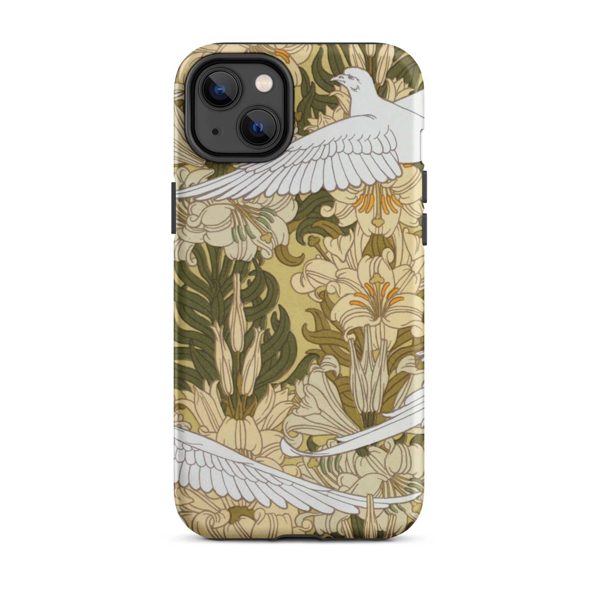 Colombes et Lis - Maurice Pillard Verneuil Iphone Case, 14 Plus / Matte, Floral Bird Patterned Phone Case