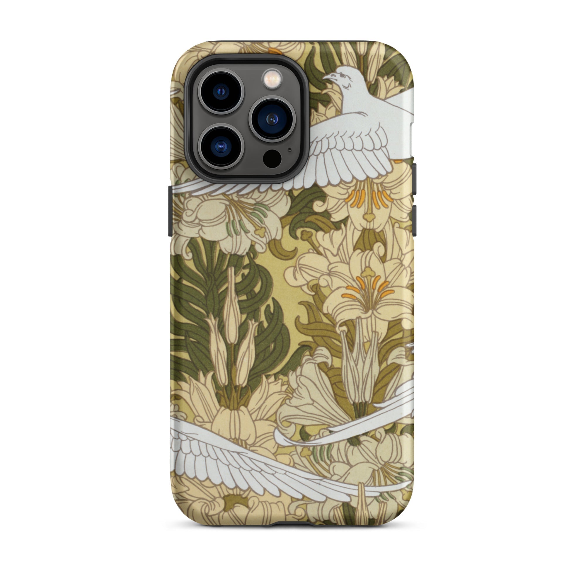 Colombes et Lis - Maurice Pillard Verneuil Iphone Case, 14 Pro Max / Matte, Floral Bird Patterned Phone Case