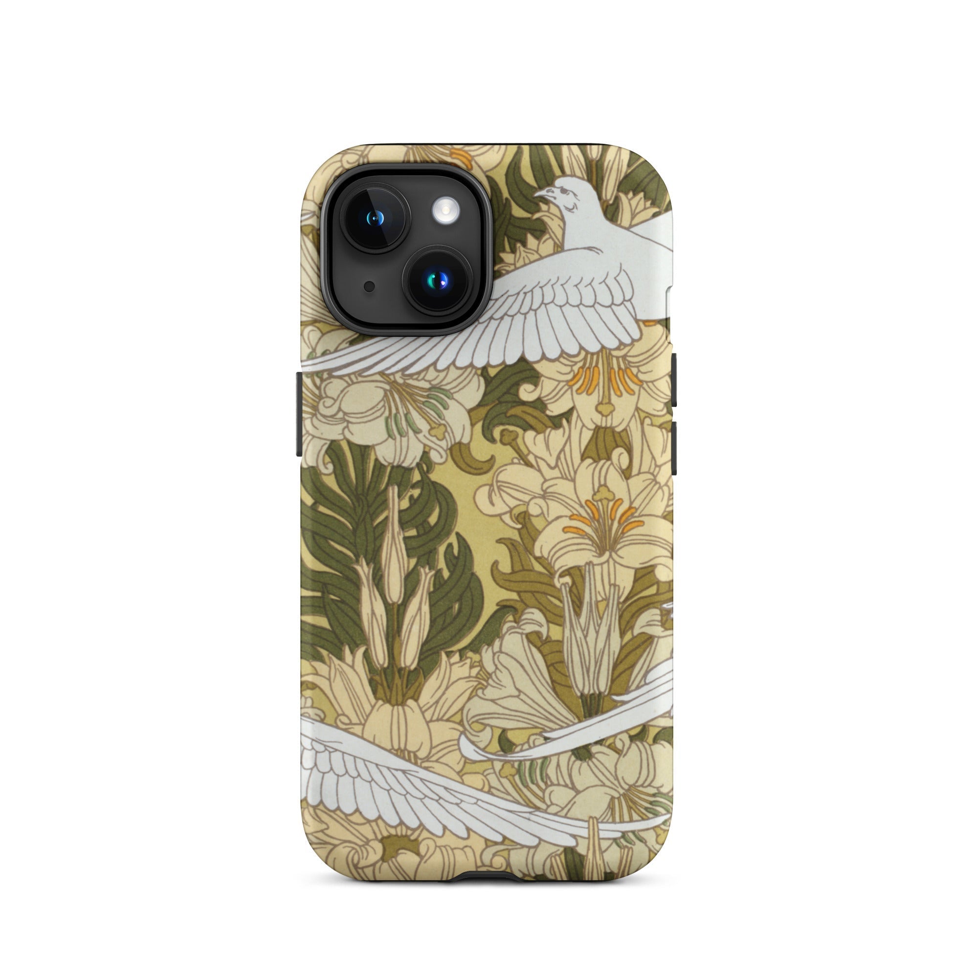 Colombes et Lis - Maurice Pillard Verneuil Iphone Case, 15 / Matte, Floral Dove Patterned Phone Case