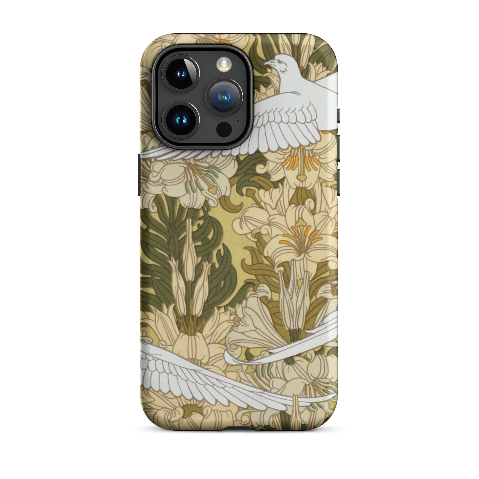 Colombes et Lis - Maurice Pillard Verneuil Iphone Case, 15 Pro Max / Matte, Floral Bird Patterned Phone Case