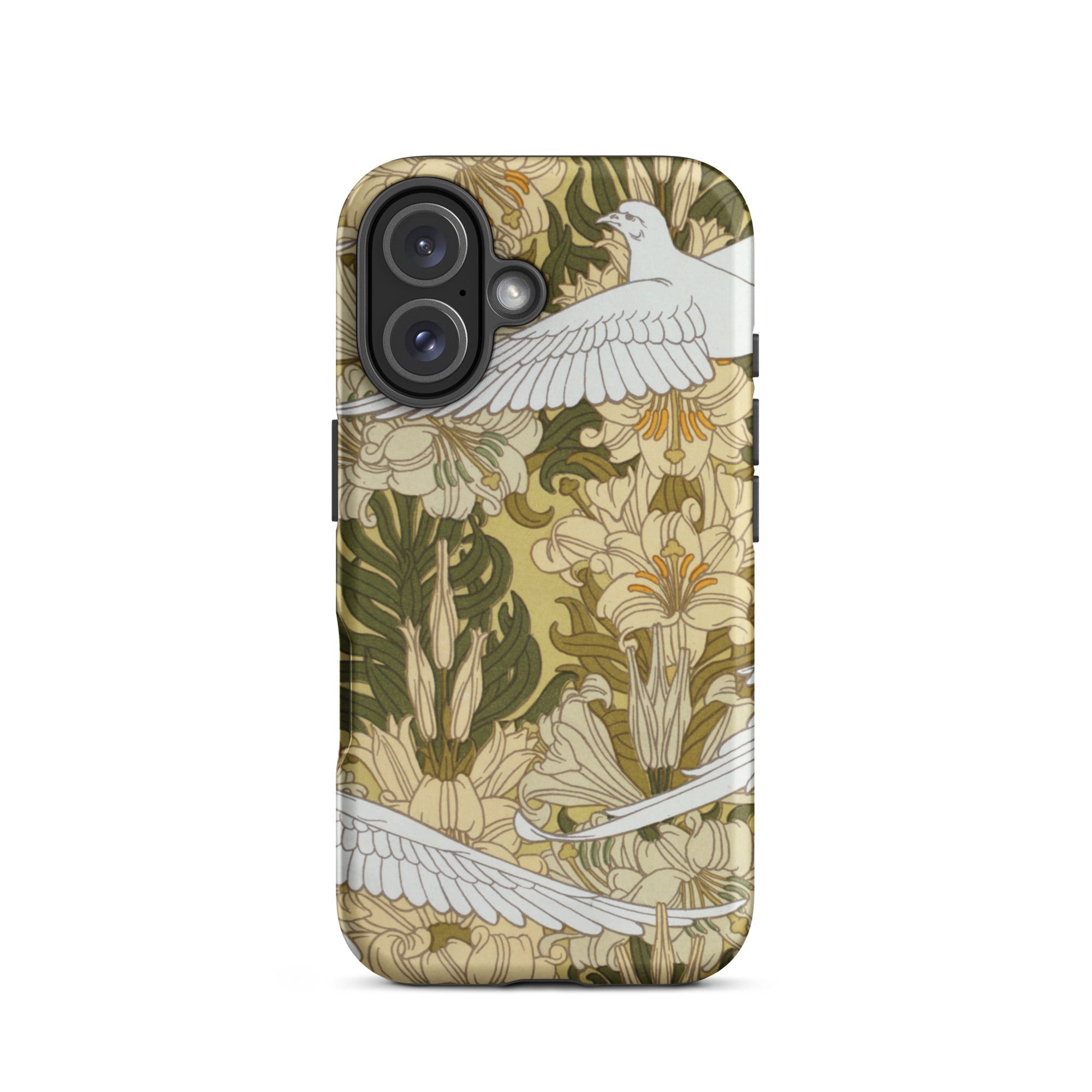 Colombes et Lis Maurice Pillard Verneuil Iphone Case, 16 / Matte, Floral Dove Patterned Phone Case