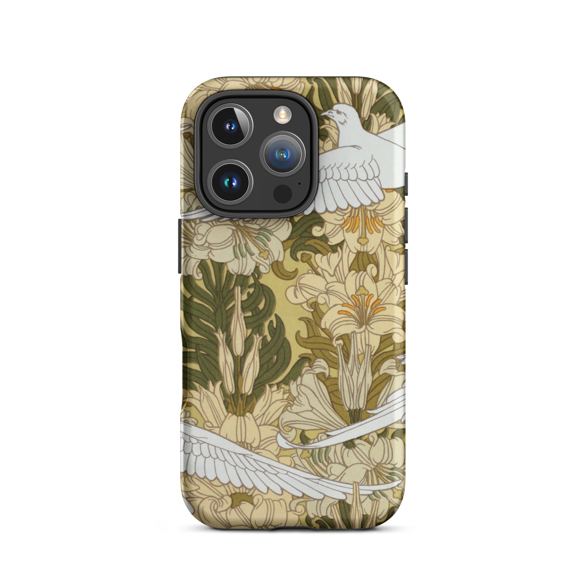 Colombes et Lis Maurice Pillard Verneuil Iphone Case, 16 Pro / Matte, Floral Dove Patterned Phone Case