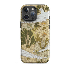 Colombes et Lis - Maurice Pillard Verneuil Iphone Case, 16 Pro Max / Matte, Floral Dove Patterned Phone Case