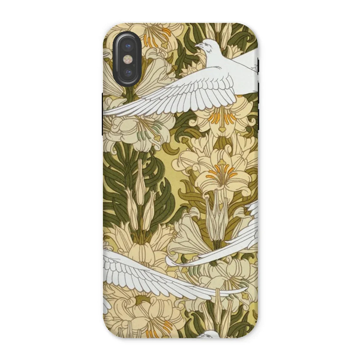 Colombes et Lis - Maurice Pillard Verneuil Iphone Case, x / Matte, Phone Case Art Nouveau-style Floral Bird Design