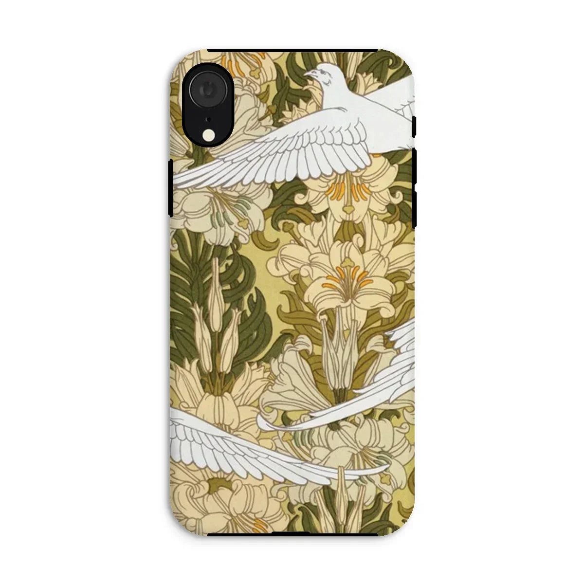 Colombes et Lis - Maurice Pillard Verneuil Iphone Case, Xr / Matte, Decorative Phone Case Art Nouveau-style Floral Pattern White