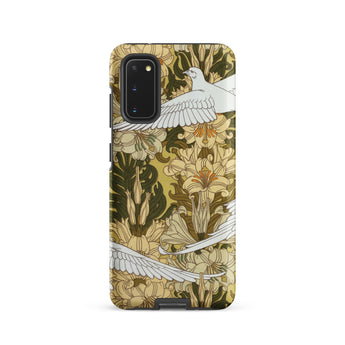 Colombes et Lis - Maurice Pillard Verneuil Samsung Case, Galaxy S20 / Matte, Smartphone Case Pattern White Doves Light-colored Lilies Green