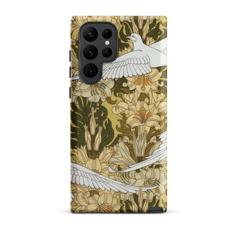 Colombes et Lis - Maurice Pillard Verneuil Samsung Case, Galaxy S22 Ultra / Matte, Protective Phone Case Art Nouveau-inspired Pattern White