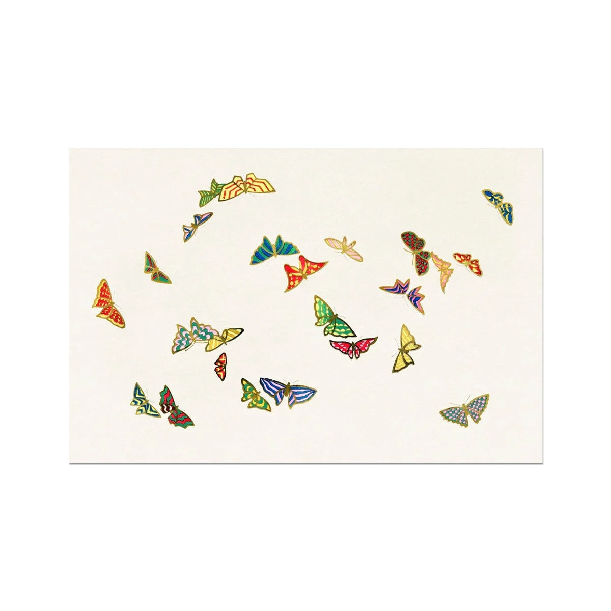 Rainbow Butterflies - Kamisaka Sekka Art Print 36’’x24’’ Posters Prints & Visual Artwork