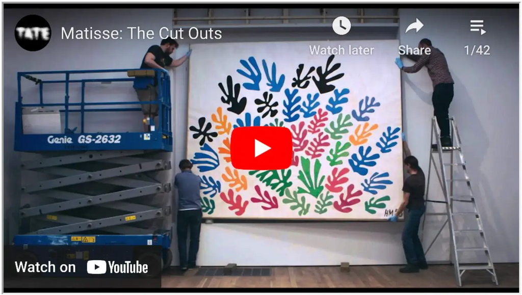 Colorful Matisse cut-out artwork showcasing famous collage artists’ influence in the Dada movement.