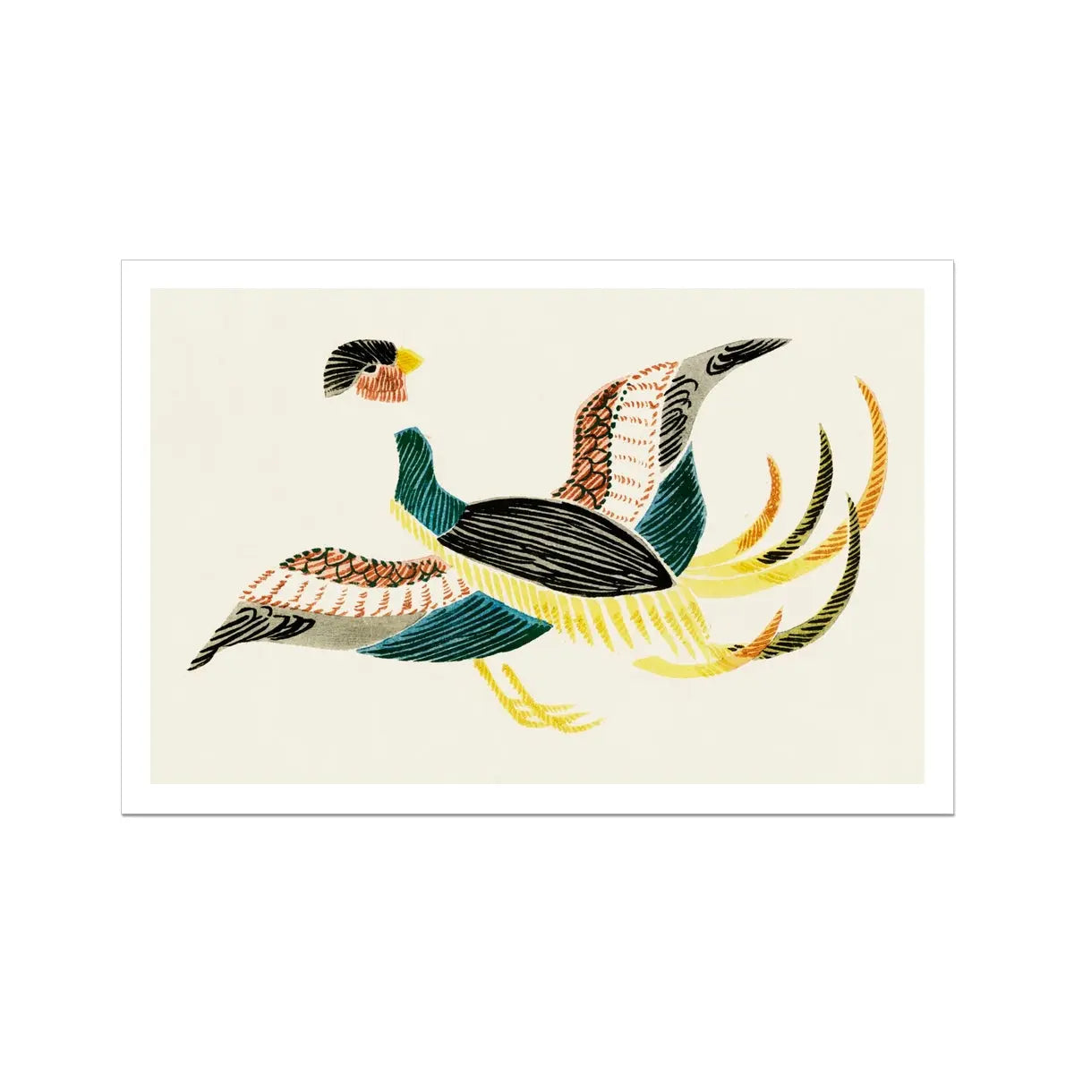 Woodblock Crane - Taguchi Tomoki Bird Art Print 36’’x24’’ Posters Prints & Visual Artwork