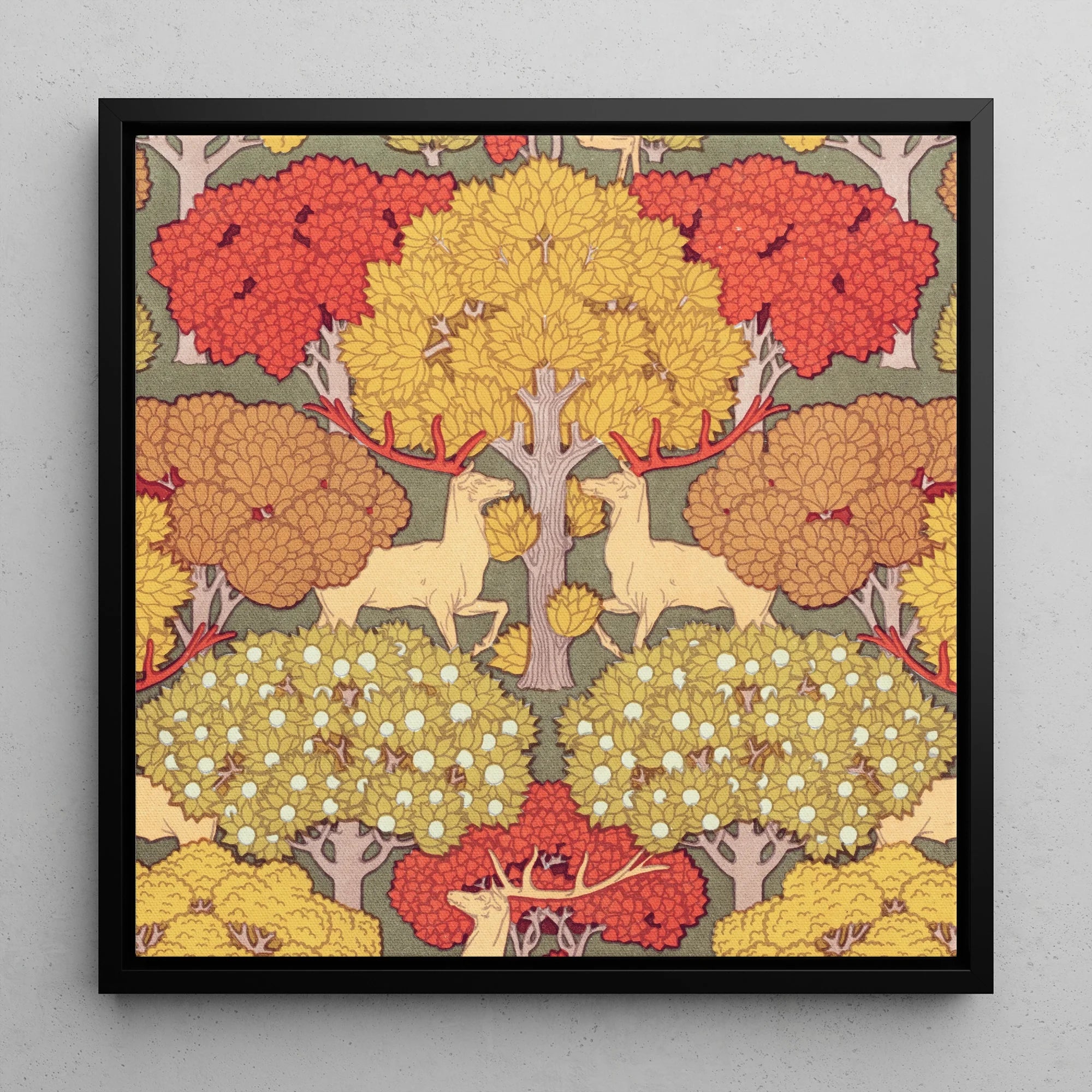 Cerfs et Arbres - Maurice Pillard Verneuil Framed Canvas Posters Prints & Visual Artwork