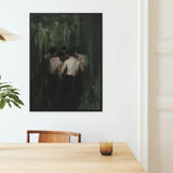 Communion - Secret Gay Gathering Framed Canvas, Framed Painting Figures Dark Green Environment