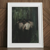Communion - Secret Gay Orgy Art Print, 12x16’’ / 31x41cm / White Frame / 2’’ Matboard, Framed Artwork Group Shirtless Men Dark Watery Reedy