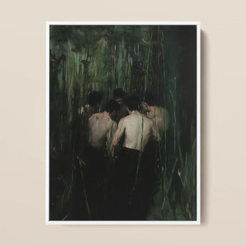 Communion - Stampa artistica di orgia gay segreta / Tela, 12x16’’ / 31x41cm / Cornice bianca, Poster, stampe e opere d’arte visiva, Toby Leon