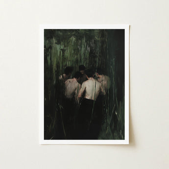 Communion - Secret Gay Orgy Art Print / Canvas Framed Group Shirtless Men Tall Dark, Five Figures Coil, Orgyn Prints