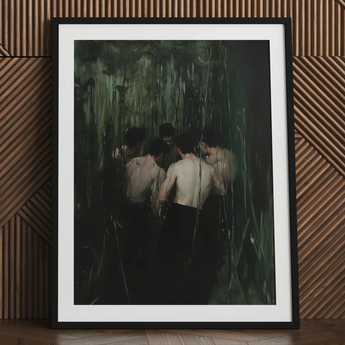 Communion - Secret Gay Orgy Art Print / Canvas Black-framed Art Print White Mat Impressionistic Painting Shirtless Secret Gay Orgy, Five