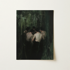 Communion - Secret Gay Orgy Art Print / Canvas Dark Green Abstract Painting Figures Dense Shadowy Forest Secret Gay Orgy, Five Coil, Orgyn