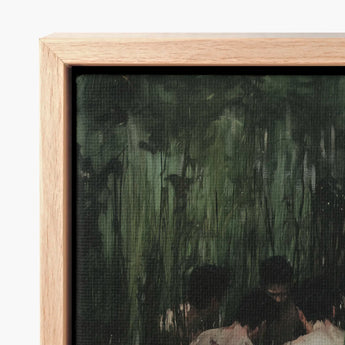 Framed Canvas Print Dark Green Impressionistic Forest Scene Secret Gay Orgy, Five Figures Coil, Orgyn Art