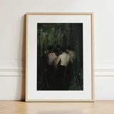 Communion - Secret Gay Orgy Art Print / Canvas Minimalist Wooden-framed Art Print Moody Dark Green Black Secret Gay Orgy, Five Figures