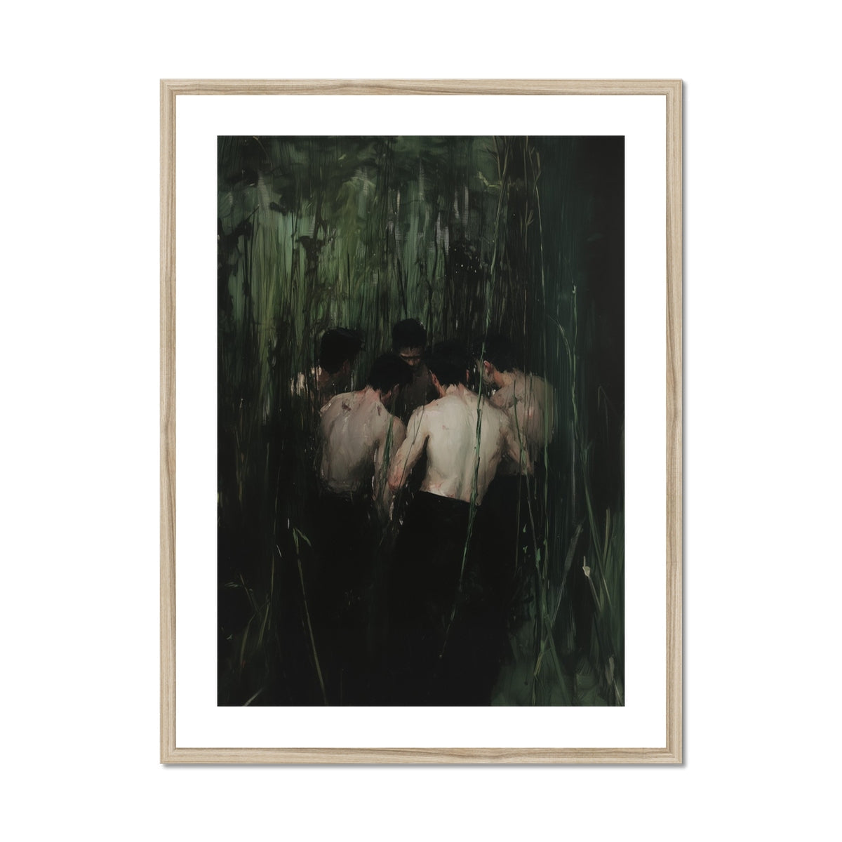 Communion Secret Gay Orgy Art Print, Framed Painting Figures Dark Natural