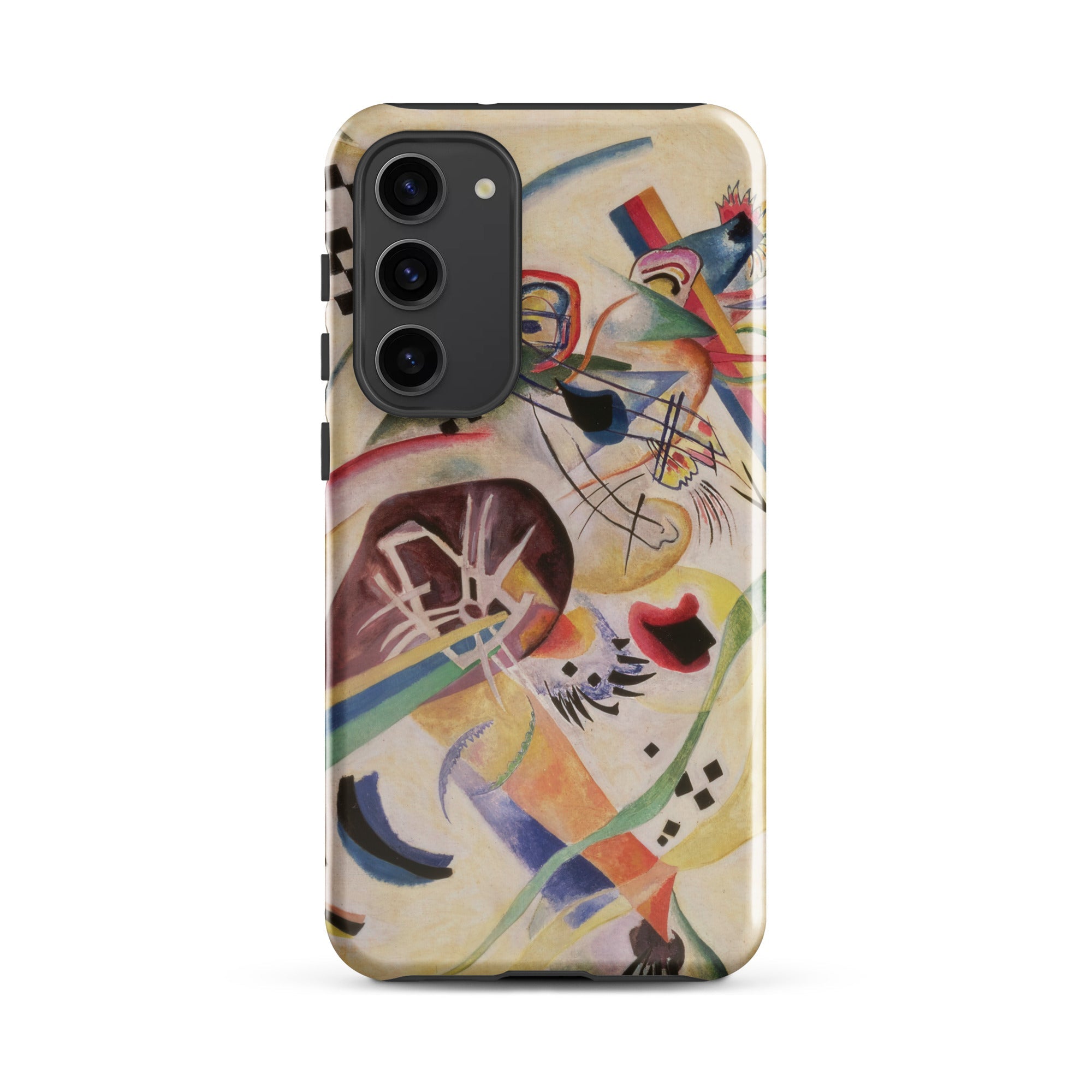 Composition no 224 Wassily Kandinsky Samsung Case, Galaxy S23 Plus / Gloss, White Smartphone Case Abstract Colorful Pattern Vertical Camera