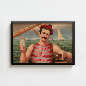 Vintage-style Framed Artwork Sailor Red White Striped Attire Vintage Home Treatment, Compound Oxygen, Drops, Crimson-and-silver Athletic,