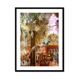 Conference of the Birds - Surreal Bird Collage Art Print, Framed Fantasy Artwork Whimsical Library Scene Books Magical