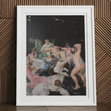 Congregation - Dionysian Gay Gods Art Print, 12x16’’ / 31x41cm / White Frame / 2’’ Matboard, Framed Painting Chaotic Scene Multiple Figures