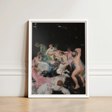Framed Painting Dynamic Colorful Scene Nude Figures Motion Dionysian Gay Gods, Art Print, Thunderous Joke Shared