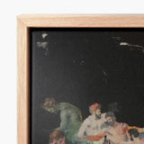 Light Wood-framed Canvas Print Dark Textured Background Figures Dionysian Gay Gods, Art, Thunderous Joke Shared