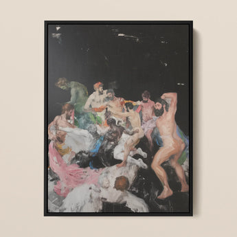 Congregation - Gay Gods Bacchanal Framed Canvas, 12x16’’ / 31x41cm / Black Floating Frame, Framed Painting Nude Figures
