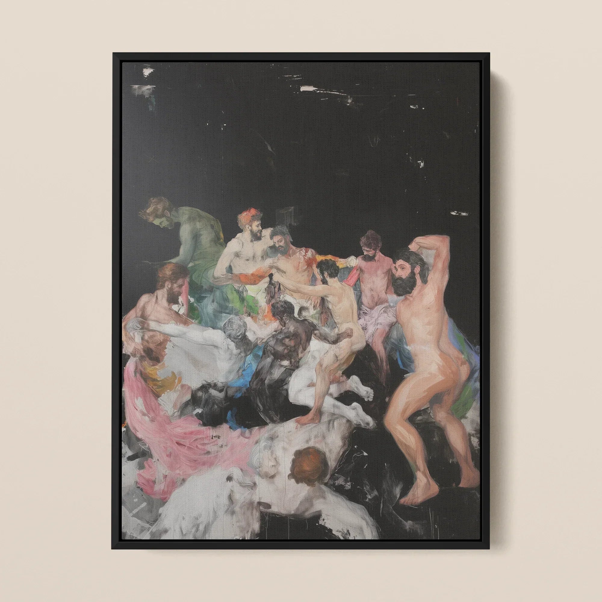 Congregation - Gay Gods Bacchanal Framed Canvas, Framed Painting Nude Figures