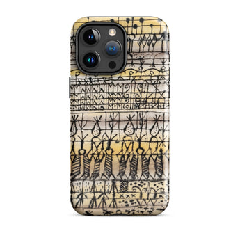 Cooling in a Hot Zone Garden - Paul Klee Phone Case Iphone 15 Pro Max / Gloss Phone Case Vintage-style Hand-drawn Tribal Pattern Black