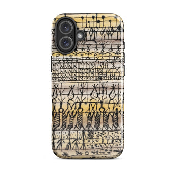 Cooling in a Hot Zone Garden - Paul Klee Phone Case Iphone 16 Plus / Gloss Phone Case Vintage-style Hand-drawn Tribal Pattern Black Beige