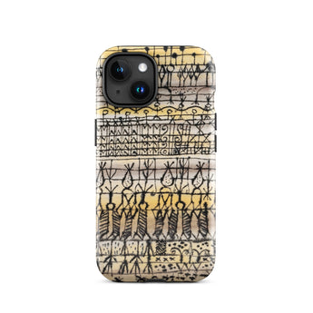 Cooling in a Hot Zone Garden - Paul Klee Phone Case Iphone 15 / Gloss Phone Case Vintage-style Hand-drawn Tribal Pattern Black Yellow Paul
