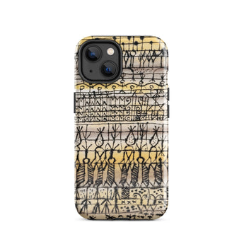 Cooling in a Hot Zone Garden - Paul Klee Phone Case Iphone 14 / Gloss Phone Case Vintage-style Hand-drawn Tribal Pattern Black Yellow Paul