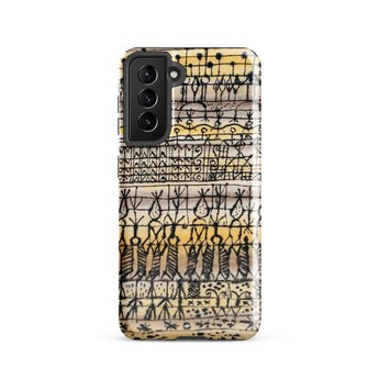 Cooling in a Hot Zone Garden - Paul Klee Phone Case Samsung Galaxy S21 / Gloss Phone Case Vintage-style Hand-drawn Tribal Pattern Black