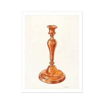 Copper Candlestick - William Schmidt 1930s Art Print, Copper Brass Candlestick Ornate Turned Stem Circular Base
