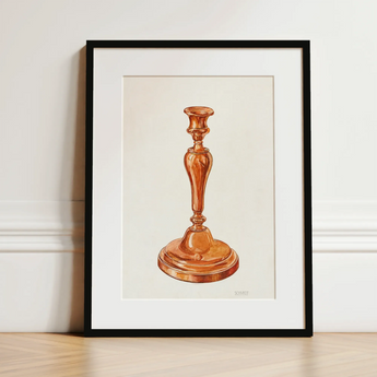 Copper Candlestick - William Schmidt 1930s Art Print / Canvas, 12x16’’ / 31x41cm / Black Frame / Matboard, Posters Prints & Visual Artwork,