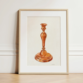 Copper Candlestick - William Schmidt 1930s Art Print / Canvas, 12x16’’ / 31x41cm / Natural Frame / Matboard, Posters Prints & Visual