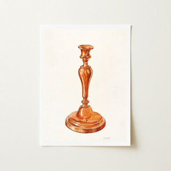 Copper Candlestick - William Schmidt 1930s Art Print / Canvas Watercolor Illustration Classic Ornate Polished Reflective Schmidt’s, Prints