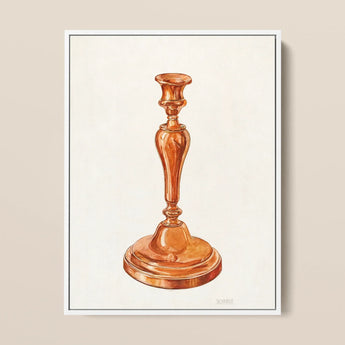 Copper Candlestick - William Schmidt 1930s Art Print / Canvas Polished Copper Candlestick Classic Ornate Design Fluted Base William