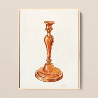 Copper Candlestick - William Schmidt 1930s Art Print / Canvas Watercolor Illustration Classic Copper Candlestick Elegant Polished Curves