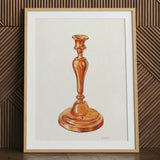 Copper Candlestick - William Schmidt 1930s Art Print / Canvas Watercolor Illustration Classic Copper Candlestick Holder Rendered Soft